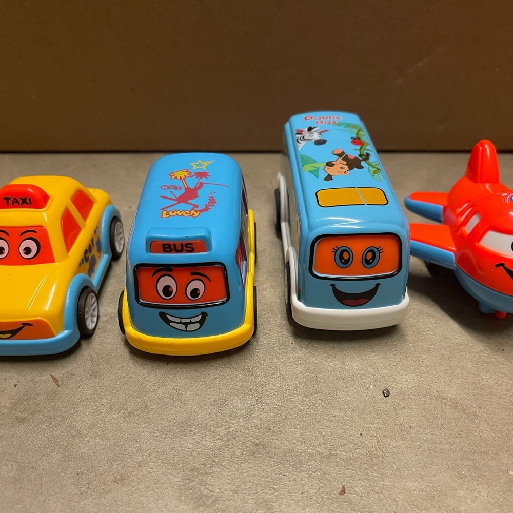 Unbreakable Pull Back Vehicles Push and Go Crawling Toy Set Of 4